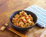 レンジで★鶏もも肉の和風うま辛めんつゆ豆板醤和え作り方5写真
