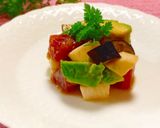 アボカドと山芋と茄子と鮪の山葵ソース作り方5写真