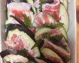 豚バラとナスの梅しそポン酢。レンチン重ね蒸し作り方3写真