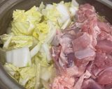 鳥もも肉、なめこ、白菜味噌鍋作り方3写真