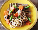 節約お節の残りで五目おこわ☆バターで味変作り方1写真