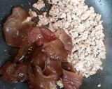 簡単今日の夕飯！小松菜木耳もやし挽肉炒め作り方4写真