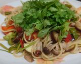 夏野菜とキノコのアジアンパスタ作り方8写真