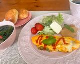 朝ご飯♡お1人様♡千切りキャベツオムレツ作り方4写真