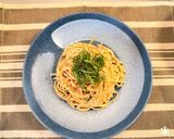 鶏レバーパテとしめじの濃厚パスタ作り方5写真