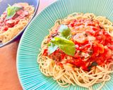 お昼ごはん♡完熟トマト&バジル簡単パスタ作り方6写真