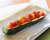 ズッキーニボートのミートボール詰めオーブン焼き♪作り方2写真