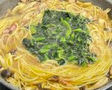 ワンパン簡単!きのことベーコンの和風スープパスタ作り方6写真