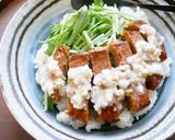 大豆ミートのハンバーグでネギ塩バーグ丼♪作り方2写真