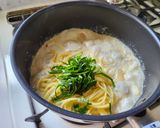 冷凍えのきで！海老味噌豆乳クリームパスタ作り方8写真