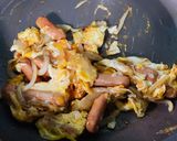 簡単朝食！ミニウインナー卵玉ねぎのケチャップ炒め作り方5写真