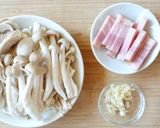 青汁きのこクリームパスタ作り方1写真