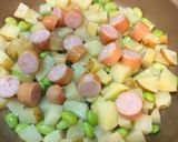ウインナーとポテトと枝豆のカレー炒め作り方2写真