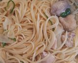 鶏肉と玉ねぎとちりめんじゃこのパスタ作り方4写真