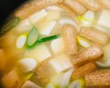 削り節味噌汁●きざみ揚げ＆ネギ・ミニ豆腐作り方2写真