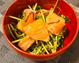 サーモンと豆苗の塩昆布ポン酢和え作り方4写真