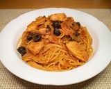 秋鮭とブラックオリーブのパスタ作り方11写真
