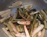 糠漬け蕪の葉っぱで冷製ペペロンチーノ作り方3写真