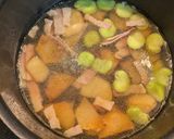 そら豆とじゃがいも、ベーコンの塩スープ作り方9写真