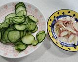 夏の小鉢　胡瓜と茗荷のごまドレ素麺作り方2写真