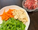 豚肉とスナップエンドウのオイスター炒め作り方1写真