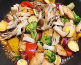 新米と食べる！鶏ささみと秋野菜の甘酢炒め作り方9写真