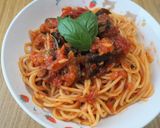 トマトソース茄子パスタ！合い挽きミンチでコク♪作り方12写真