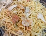 からしマヨ炒め舞茸と明太子の混ぜパスタ作り方4写真