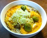 蕗の薹と卵の温かい蕎麦 乾麺の浸水作り方7写真