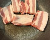 煮込まない簡単豚バラブロックの甘煮丼作り方1写真