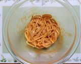 簡単昼食！温泉卵小松菜のビビン麺風うどん作り方3写真