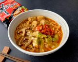 肉団子ねぎキムチ椎茸チーズの辛ラーメン作り方4写真