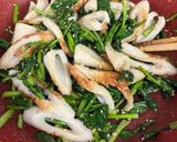 かぶの葉とちくわのごま炒め♪作り方3写真