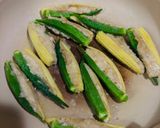 オクラとヤングコーンの鶏ひき肉挟み焼き作り方5写真