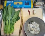 牡蠣とほうれん草とごぼうのパスタ作り方1写真