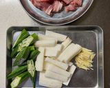 ☆豚肉と長芋、オクラのしょうが炒め☆作り方2写真