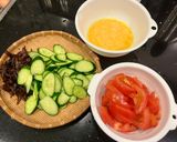 夏野菜トマトときゅうりの中華風たまご炒め作り方1写真