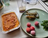 夏の夕飯！自作ミートソースでエビミートパスタ作り方2写真