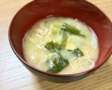 小松菜のカニたま味噌汁作り方4写真