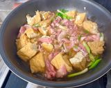 m麺つゆで簡単！厚揚げと豚肉の卵とじ作り方4写真