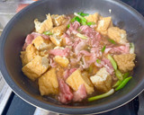 m麺つゆで簡単！厚揚げと豚肉の卵とじ作り方4写真