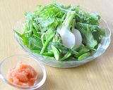水菜と春野菜のサラダ たらこソースのせ♪作り方1写真