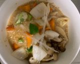 お一人様簡単洋風梅パスタ味豆腐野菜炒め作り方16写真