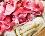 プチッと鍋＆削り節の豚こまキムチうどん鍋作り方1写真