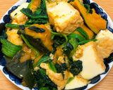 厚揚げとかぼちゃ・ほうれん草の白だし煮作り方6写真
