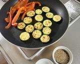 ズッキーニとパプリカのひき肉餡がけ作り方2写真
