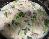 鶏肉とちんげん菜とキノコのクリーム煮作り方5写真