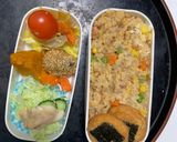 レンジクリーミーピリ辛シーフード炒飯弁当作り方16写真