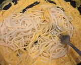 かぼちゃの煮物で濃厚クリームパスタ風作り方6写真