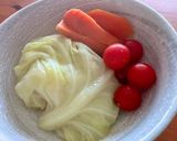 夏の夕飯の副菜♡キャベツと人参白だし蒸し作り方4写真